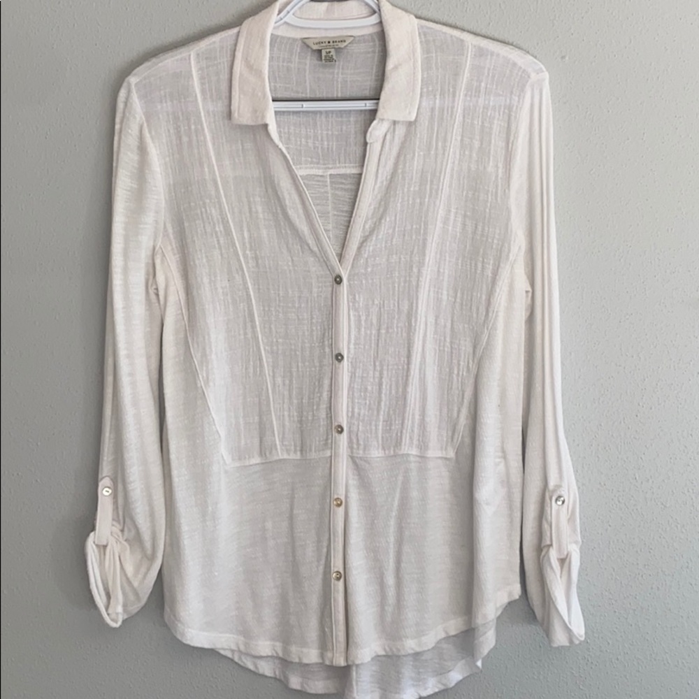 White Flowy Button up